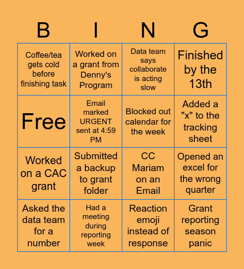 FY26 Q2 Reporting BINGO Card