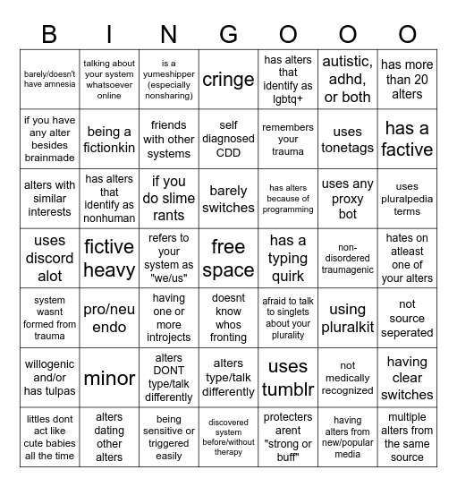 Things youll get fakeclaimed over bingo Card