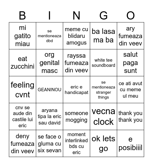 kiko 2.0 Bingo Card