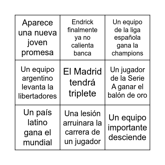Bingo de 2026 Bingo Card