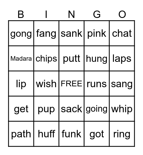 Unit 2 Bingo Card