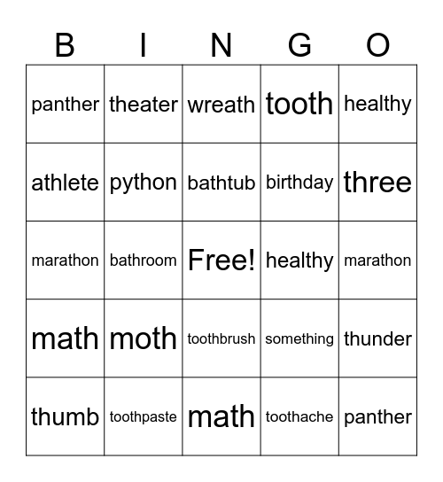 TH Bingo Card
