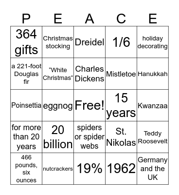 Holiday Bingo Card