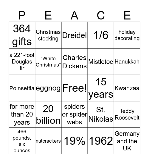 Holiday Bingo Card