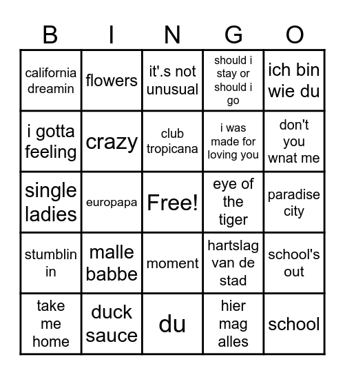 nieuwjaarsborrel bingo Card