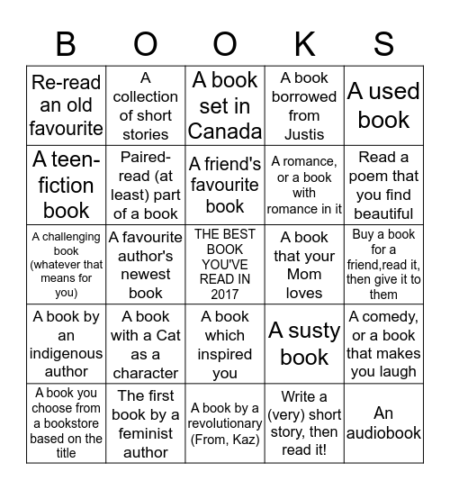 Kayleigh's Book Bingo! Bingo Card