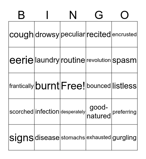 **Esperanza Rising Words" Bingo Card