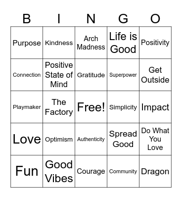 Life is Good Bingo Card