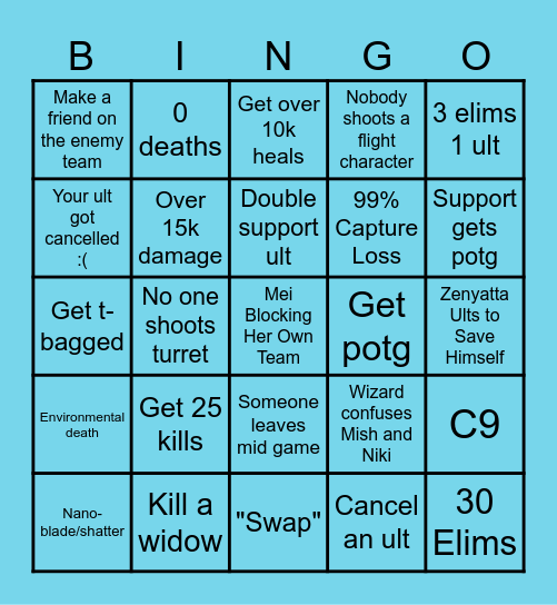 Overwatch Bingo Card