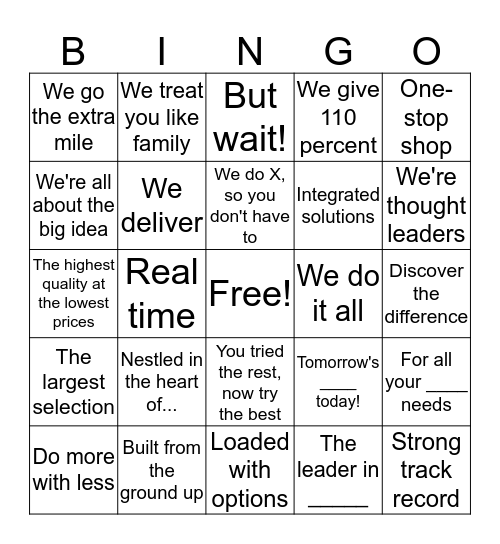 Marketing Copy Cliche Bingo! Bingo Card