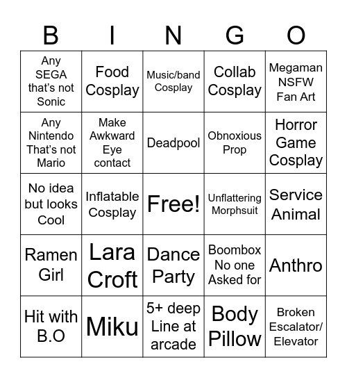 MAGFest Bingo Card
