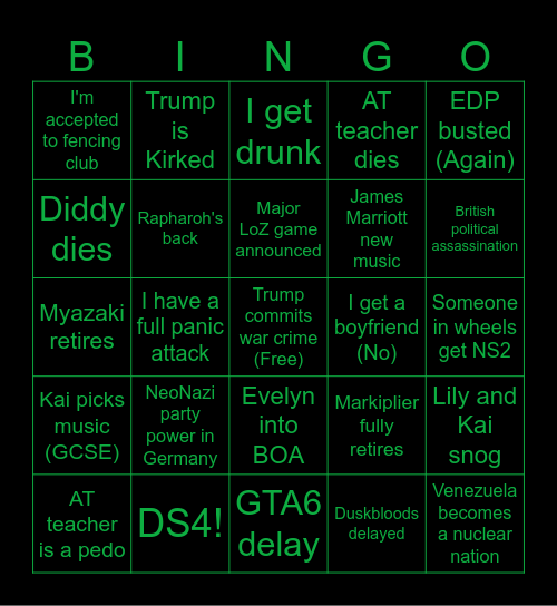 2026 BINGOOOOO Bingo Card