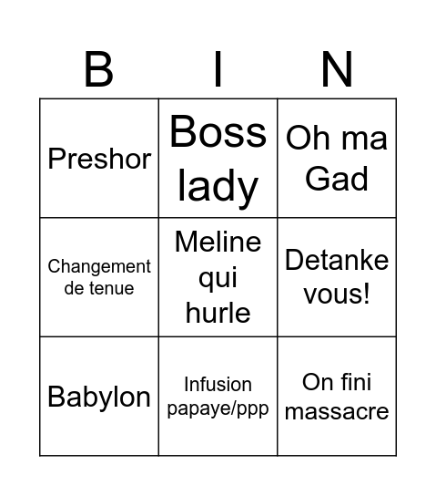 Duel coloc Bingo Card