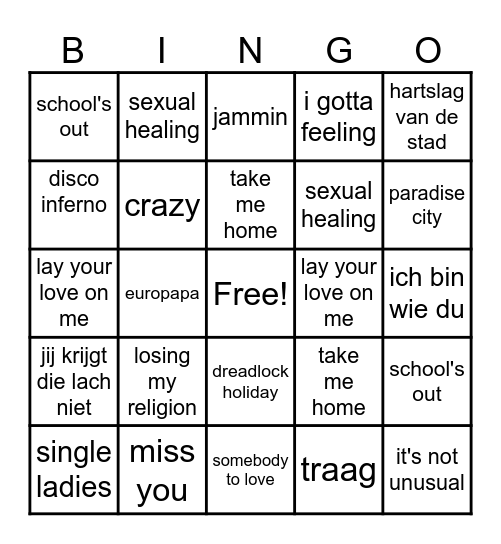 nieuwjaarsborrel bingo Card