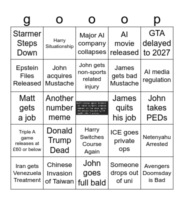2026 Bingo Card