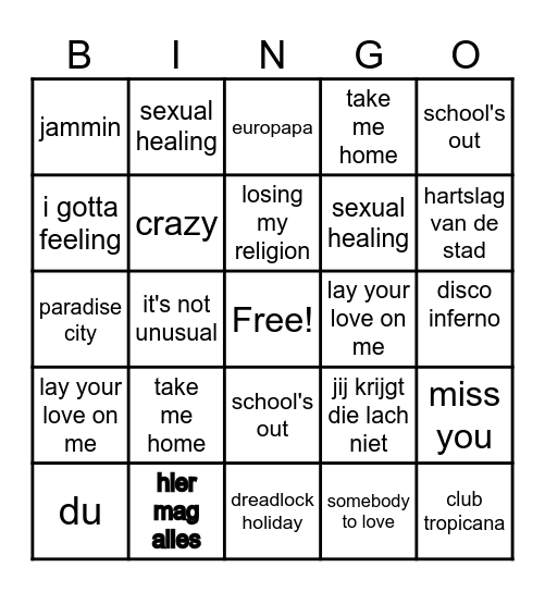 nieuwjaarsborrel bingo Card