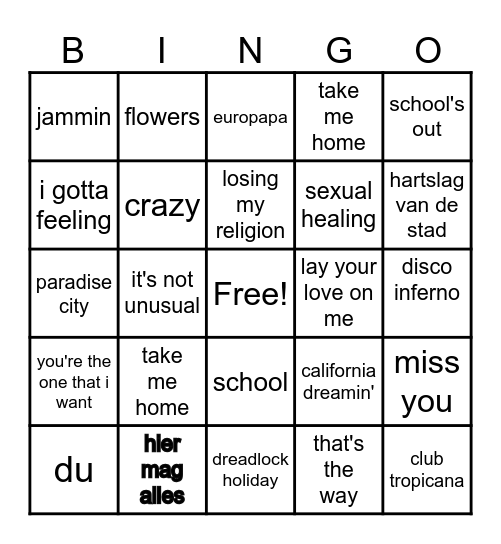 nieuwjaarsborrel bingo Card