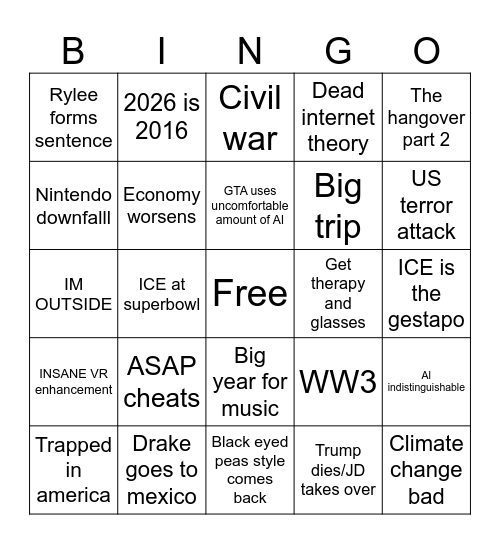 Unt Bingo Card