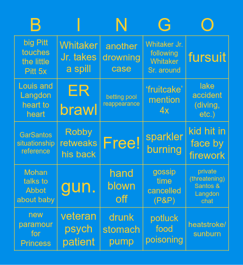 Da Pitt S2 Bingo Card