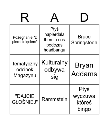 UJOTFM BINGO (PtyśxEklerka) Bingo Card