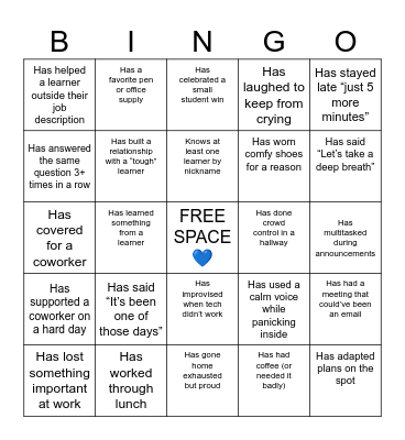 Find Someone ... Bingo Card