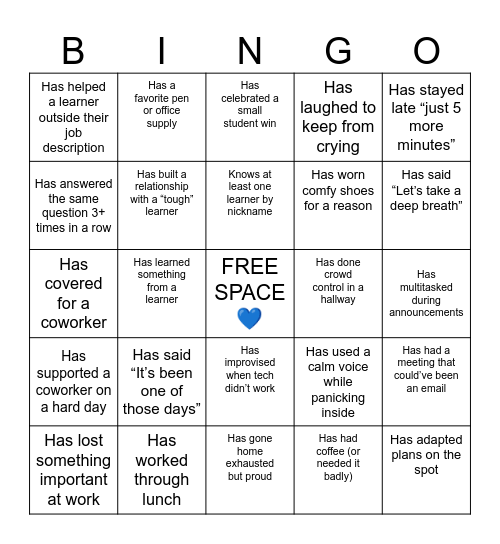 Find Someone Who... Bingo Card