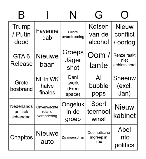 2026 Bingo Card
