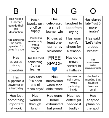 Find Someone Who... Bingo Card