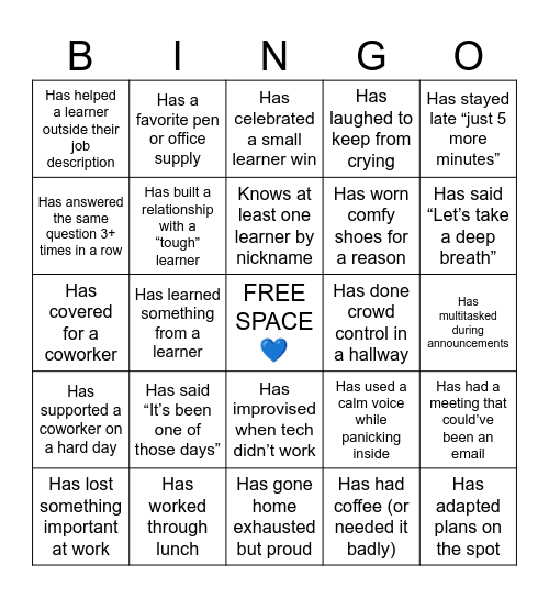 Find Someone Who... Bingo Card