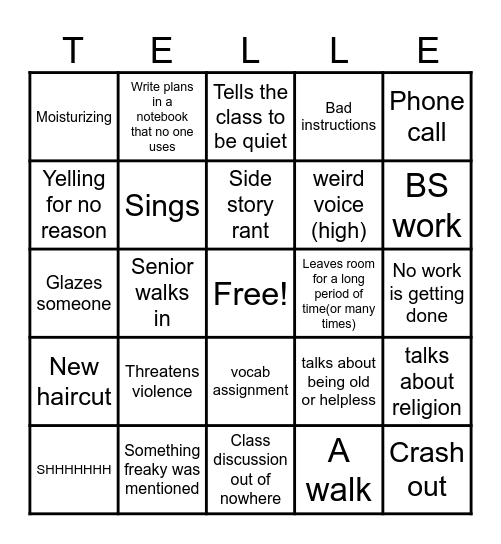 Ms.Telle bingo sheet Bingo Card