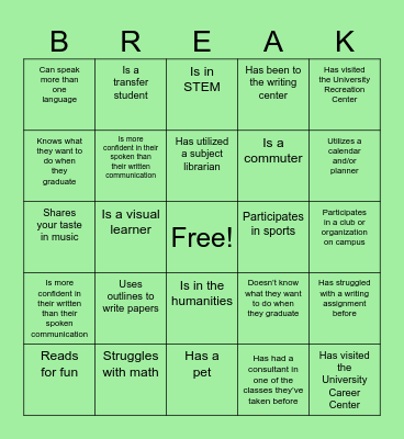 CxC Icebreaker Bingo Card