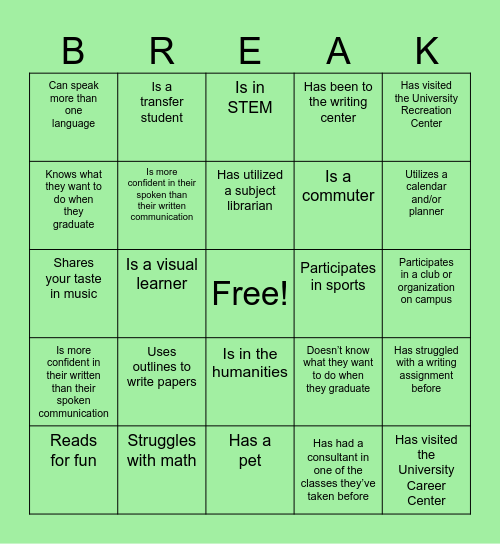 CxC Icebreaker Bingo Card