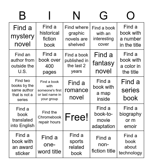 Library Bingo Card