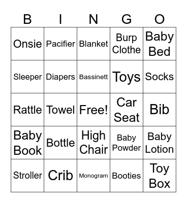 Baby Bingo Card