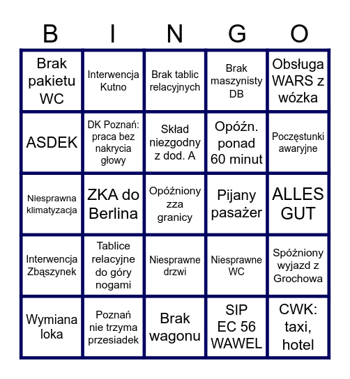 Berlin - Warszawa Express BINGO Card