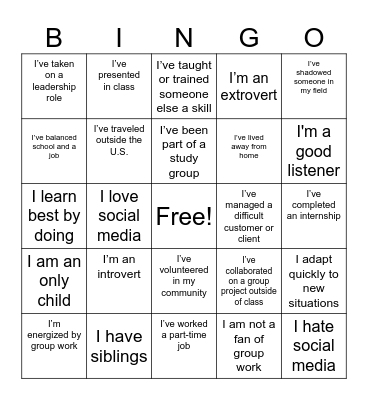 HOS 108 Success Bingo Card