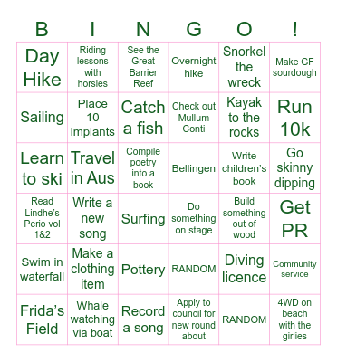 Year of the Horse Bingo Card