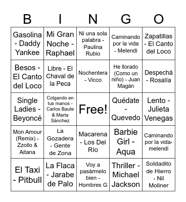 BINGO MUSICAL Bingo Card