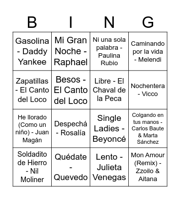 BINGO MUSICAL Bingo Card