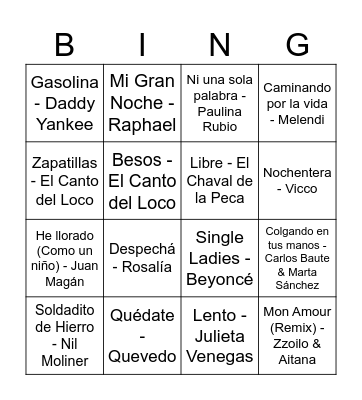 BINGO MUSICAL Bingo Card
