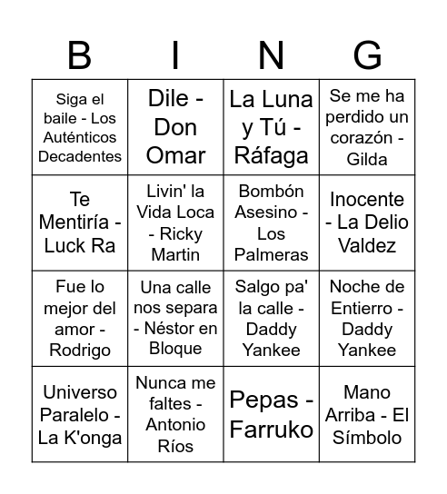 BINGO CACHENGUE FIESTA Bingo Card