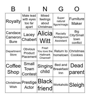 Hallmark Channel Bingo Card