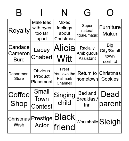 Hallmark Channel Bingo Card