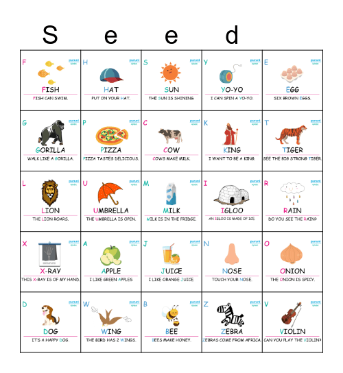 Alphabet Bingo Card