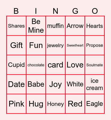 Virtual Valentine's Day Bingo Card