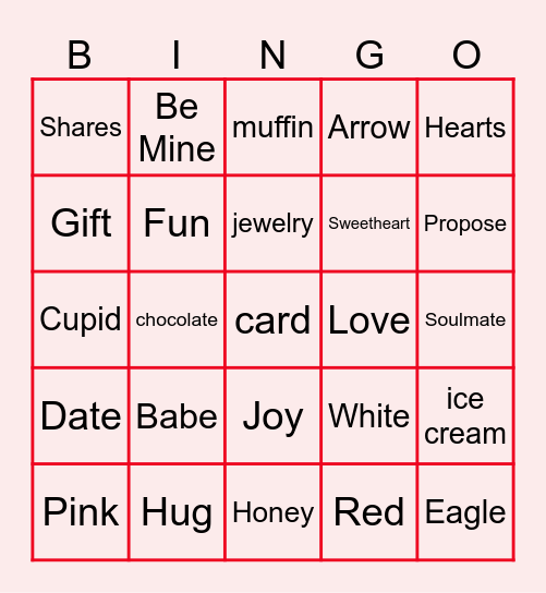 Virtual Valentine's Day Bingo Card