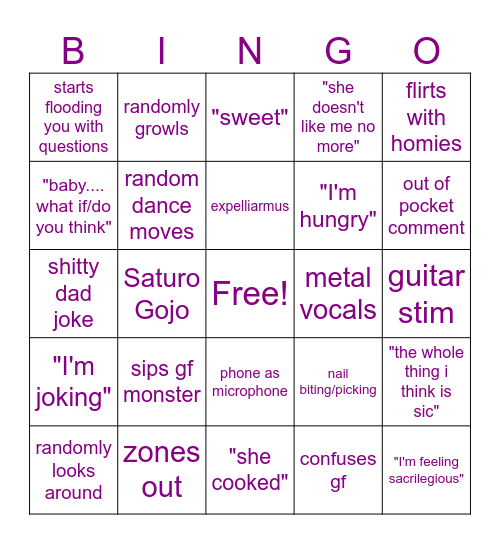 boyfriend core Bingo Card