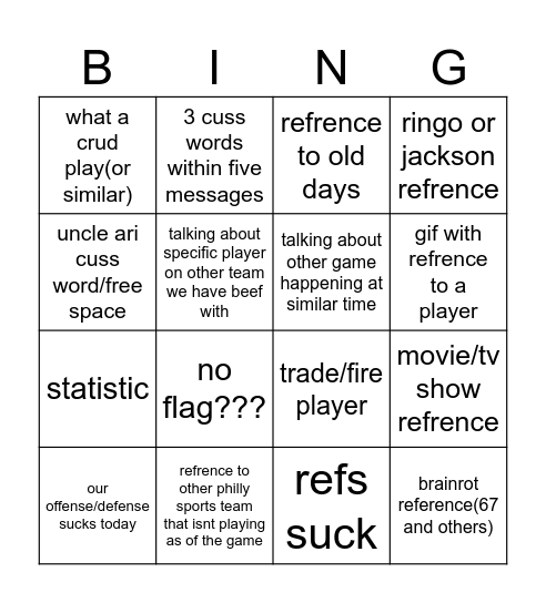 gc bingo Card