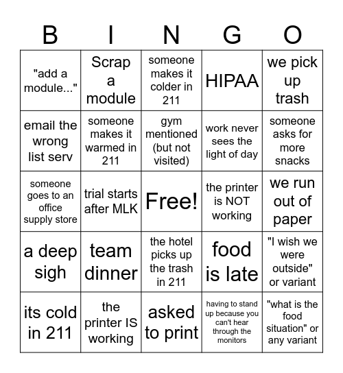 Trial Prep Bingo Card