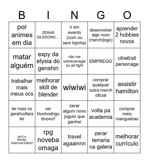 FAFINGO 2026 Bingo Card